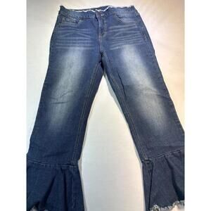 For The Republic Womens Capri Jeans 8 Frayed Fringe Hem Cropped Stretch Denim